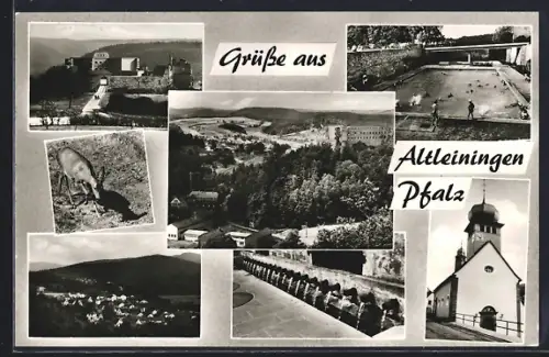 AK Altleiningen /Pfalz, Burg, Schwimmbad, Kirche