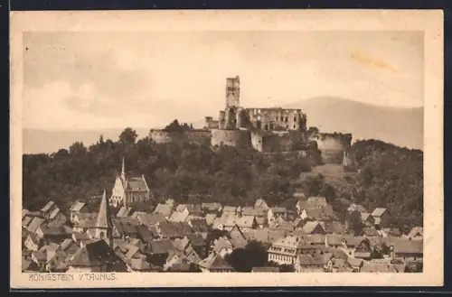 AK Königstein i. Taunus, Burgruine, Stadtansicht