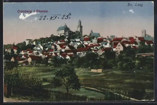 AK Cronberg i. Taunus, Stadtansicht mit Burg und Kirche