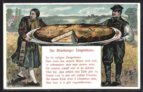 AK Altenburg / Sachs.-Altenbg., Altenburger Ziegenkäse, Tracht, Gedicht