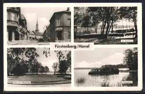 AK Fürstenberg /Havel, Ernst-Thälmann-Strasse, Am Bootshaus, Blick zum Schwedtsee
