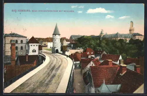 AK Bad Homburg, Neue Strassenbrücke, Schloss