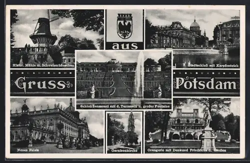 AK Potsdam, Schloss Sanssouci, Neues Palais, Garnisonkirche