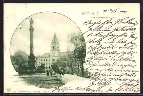 AK Halle a. S., Alte Promenade, Post