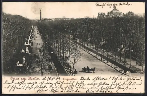 AK Berlin-Tiergarten, Siegesallee, Siegessäule, Reichstag