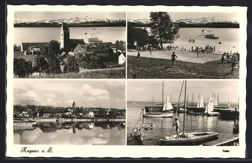 AK Hagnau a. B., Kirche, Bodensee, Segelboote