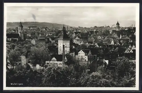 AK Waiblingen, Stadtansicht mit Stadtturm und Altstadt