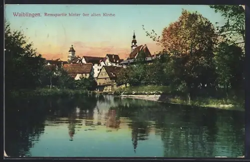 AK Waiblingen, Remspartie hinter der alten Kirche