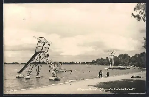 AK Goyatz /Schwielochsee, Strandbad, Sprungturm, Rutsche