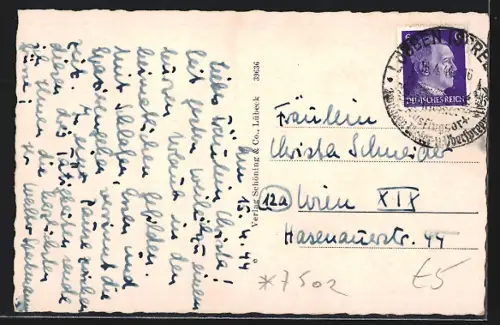 AK Lübben /Spreewald, Stadtansicht mit Kirche und Spree