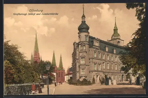 AK Oldenburg / O., Grossherzogl. Schloss, Lambertikirche