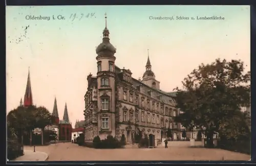 AK Oldenburg i. Gr., Grossherzogl. Schloss, Lambertikirche
