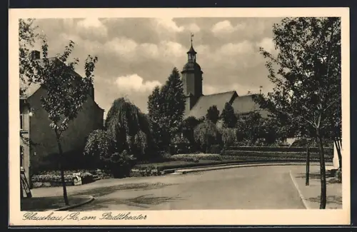 AK Glauchau /Sa., Am Stadttheater