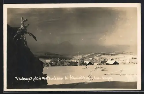 AK Schmiedeberg / Erzg., Wintersportgebiet auf dem Falkenstein, verschneite Landschaft