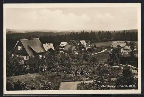 AK Oberbärenburg, Ortsansicht mit Wohnhäusern und Wald