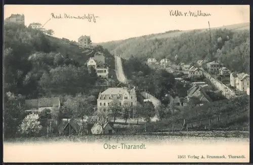 AK Ober-Tharandt, Rest. Bismarckhöhe, Villa v. Milkau, Ortsansicht