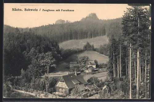 AK Zeughaus /Sächs. Schweiz, Zeughaus mit Forsthaus