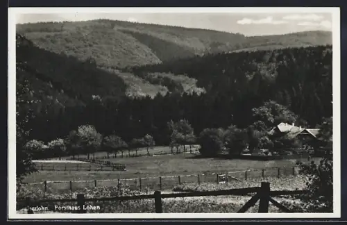 AK Iserlohn, Forsthaus Löhen, Waldlandschaft