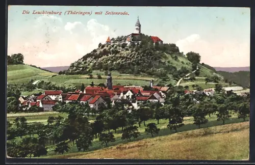AK Seitenroda, Blick auf die Leuchtenburg, Ortsansicht