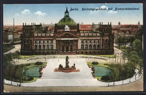 AK Berlin, Reichstagsgebäude, Bismarckdenkmal