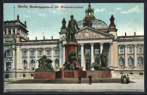 AK Berlin, Reichstagsgebäude, Bismarckdenkmal