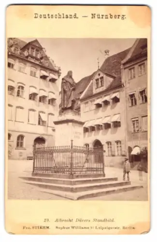 Fotografie Sophus Williams, Berlin, Ansicht Nürnberg, das Albrecht Dürer Standbild