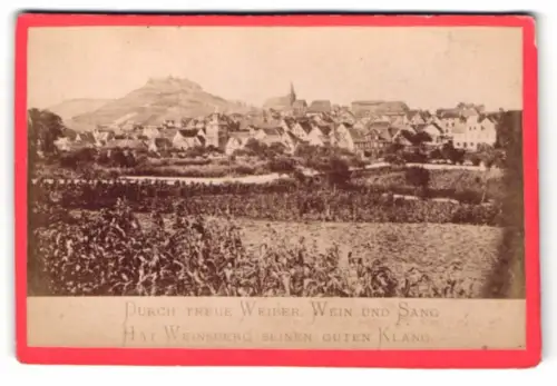 Fotografie L. Hartmann, Heilbronn, Ansicht Weinsberg, Blick nach der Stadt, Spruch: Durch treue Weiber, Wein & Gesang...