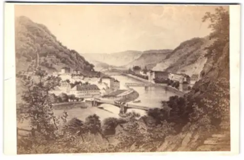 Fotografie unbekannter Fotograf, Ansicht Bad Ems, Blick auf den Ort, nach einem Gemälde