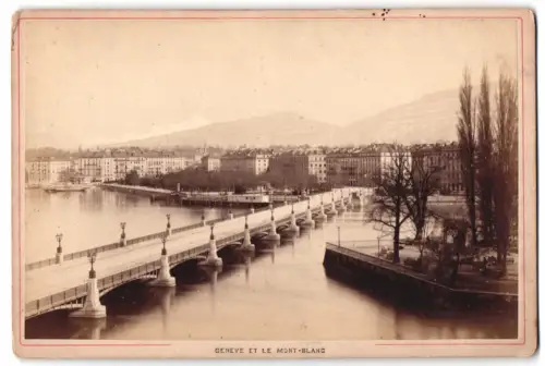 Fotografie Garcin, Geneve, Ansicht Genf, Blick in die Stadt mit Brücke