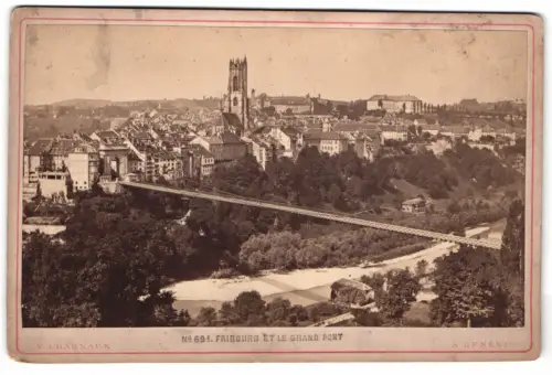 Fotografie F. Charnaux, Geneve, Ansicht Fribourg, Gesamtansicht