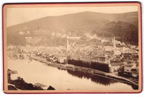 Fotografie J. Gunkel, Heidelberg, Ansicht Heidelberg, Blick über den Neckar nach der Stadt, 1882