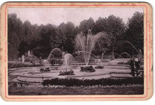 Fotografie Ferd. Hamberger, Pforzheim, Ansicht Pforzheim, Partie im Stadtgarten