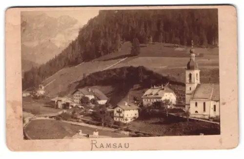 Fotografie F. Grainer, Reichenhall, Ansicht Ramsau, Teilansicht des Ortes mit Kirche
