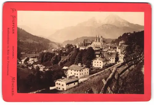 Fotografie G. Stuffler, München, Ansicht Berchtesgaden, Blick in den Ort mit Alpenpanorama