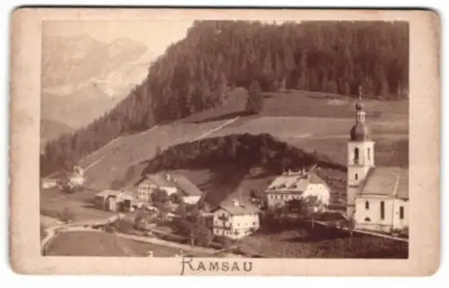 Fotografie F. Grainer, Reichenhall, Ansicht Ramsau, Blick auf den Ort mit Kirche