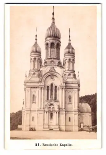 Fotografie F. Fridrich, Prag, Ansicht Wiesbaden, die Russische Kapelle