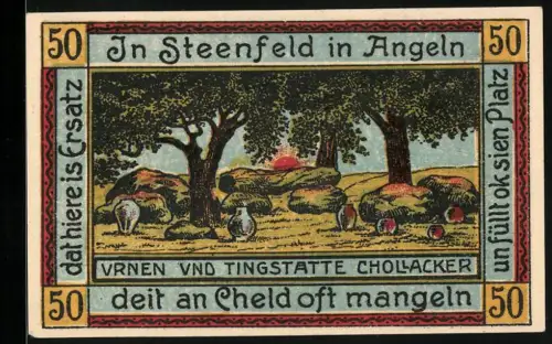 Notgeld Steinfeld 1920, 50 Pfennig, Goldacker und Hünengrab, Nr. 20483
