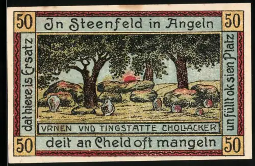 Notgeld Steinfeld 1920, 50 Pfennig, Hühnengräber & Goldacker, Nr. 18983
