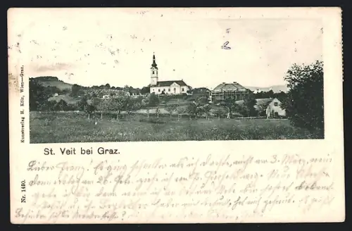 AK St. Veit bei Graz, Ortsansicht mit Kirche