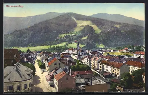 AK Mürzzuschlag, Teilansicht der Ortschaft