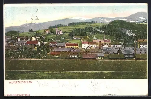 AK Mürzzuschlag, Ortsansicht mit Fabriken
