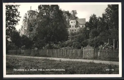 AK Neuberg an der Mürz, Blick zum Kalvarienberg