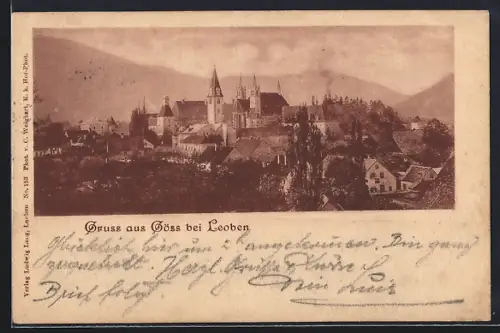 AK Göss bei Leoben, Ortsansicht aus der Vogelschau