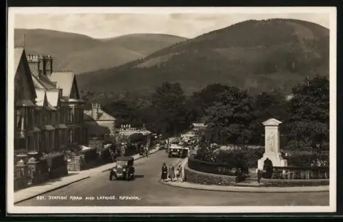 AK Keswick, Station Road and Latrigg, Park Hotel and monument