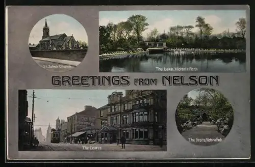 AK Nelson, The Lake in Victoria Park, The Grotto, The Centre, Strassenbahn