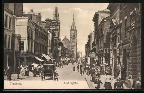 AK Preston, Fishergate with residential houses and shops