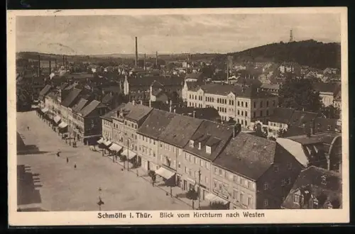 AK Schmölln i. Thür., Blick vom Kirchturm nach Westen