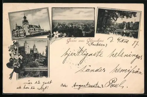 AK Glauchau, Die Post, Schloss Forderglauchau, Schloss Hinterglauchau, Gondelteich