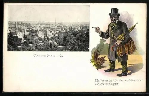 AK Crimmitschau i. Sa., Ortspanorama