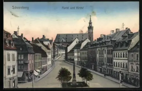 AK Schneeberg / Neustädtel, Markt und Kirche